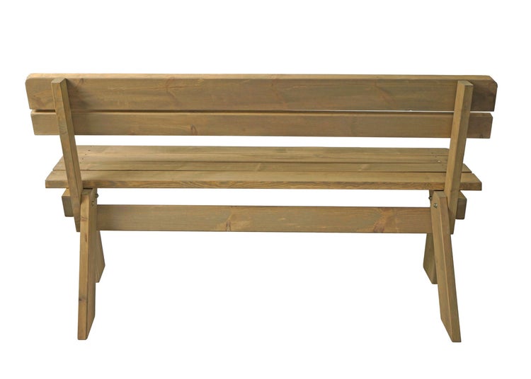 Gartenbank aus Holz, Rückansicht