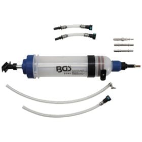 BGS technic Hand-Saugpumpe für Flüssigkeiten mit Schlauchset und Adaptern zur Wartung und zum Absaugen von Öl und anderen Betriebsstoffen.
