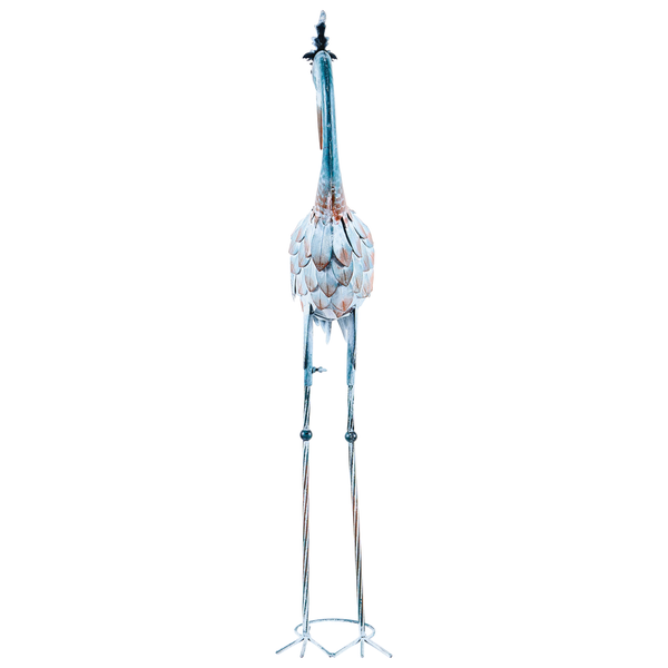 Dekorative Gartenfigur Kranich aus Metall.