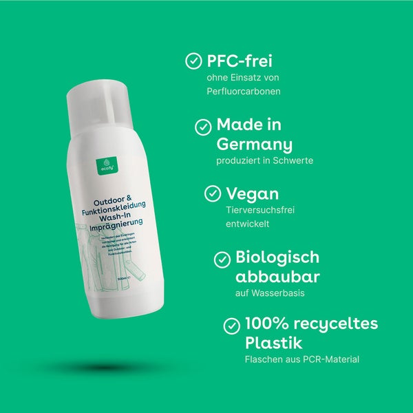eco:fy Textil Einwaschimprägnierung • PFC-frei, Imprägniermittel, Wash-In Imprägnierung