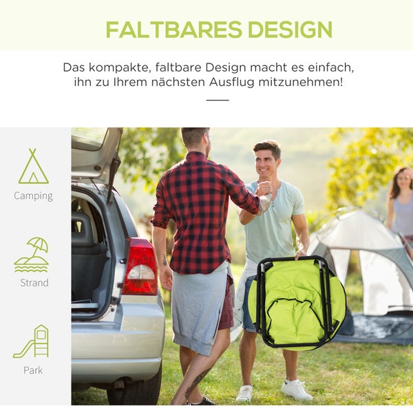 Outsunny Campingstuhl Faltbar Campingsessel mit Lehne, Klappstuhl bis 120kg, gepolstert Moonchair Extra Breit, Faltsessel Outdoor Stuhl für Garten, Balkon, Camping, Gelb