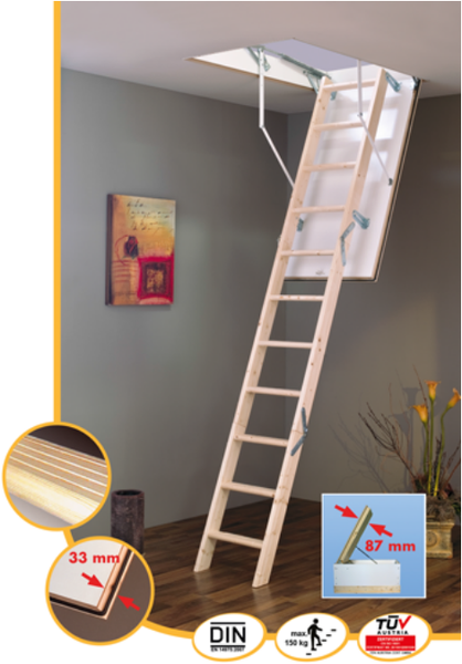 HandyStairs Dachbodenleiter „Profi“ – Dachbodenleiterkastengröße 120 x 60 cm – Höhe 280 cm – U-Wert 1,26 W/m²