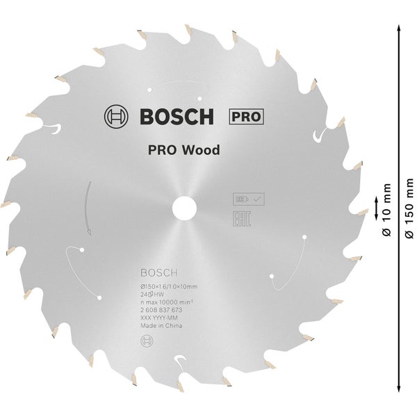 Bosch PRO Wood cordless Blatt für Kreissägen 150 x 1,6 x 10 mm - 2608837673