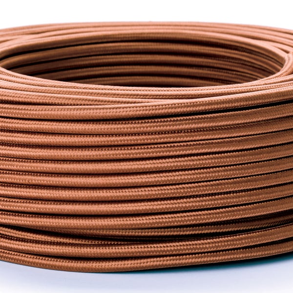 Textilkabel Braun, 3-adrig, (3x 0,75 mm²) - Stoffkabel mit Erdleiter, Meterware