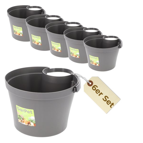 6x Fallrohr Blumentopf Fallrohr Blumentopf für Regenrohr Regenrinne Säule Pfosten Abflussrohr Hängetopf Pflanztopf Pflanzgefäß Grau 22x22x15 cm