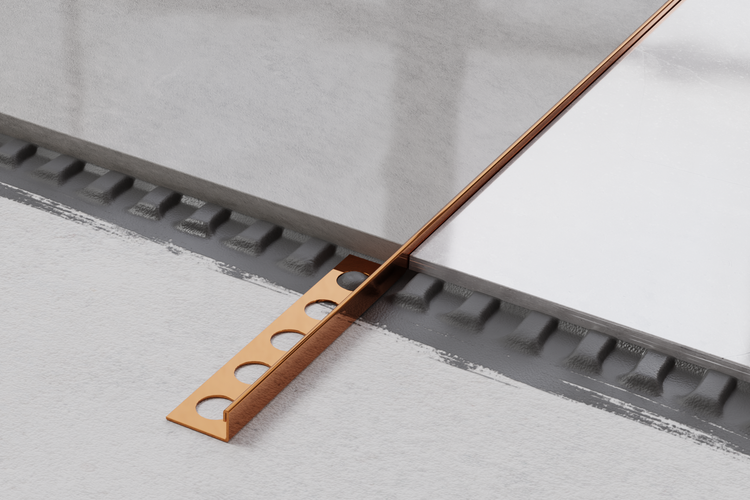 Edelstahl J Eckprofil für Fliesen 1.2cm x 270cm - Glänzendes Kupfer