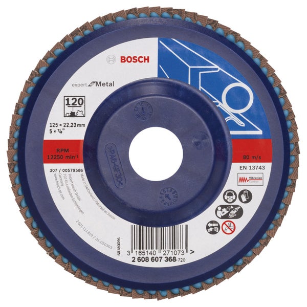 Bosch Fächerschleifscheibe Expert for Metal 125 22,23 120 gerade Kunststoffteller - 2608607368