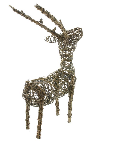Weihnachtsdekoration Rentier aus geflochtenem Weidengeflecht für Innen und Außen