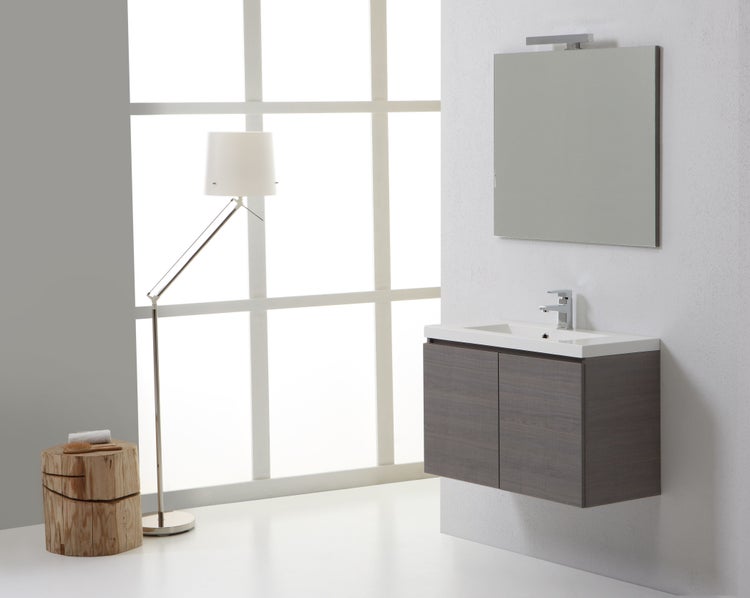Badezimmermöbel -Set 80 cm mit Türen und Mineralguss-Waschtisch | Manhattan