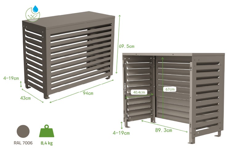 Abdeckung für Klimaanlage mit den Maßen 94 x 89,3 x 69,5 cm