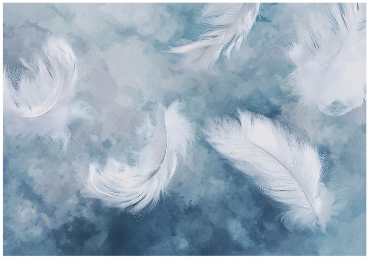 Tapete mit Federmotiv auf abstraktem Hintergrund