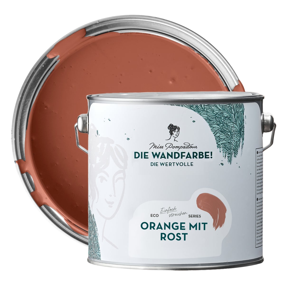 MissPompadour edelmatte Wandfarbe 2.5L Orange mit Goldfisch - sehr hohe Deckkraft - geruchsneutrale, spritzfreie Farbe - atmungsaktive, wasserbasierte Innenfarbe/Deckenfarbe - Die Wertvolle