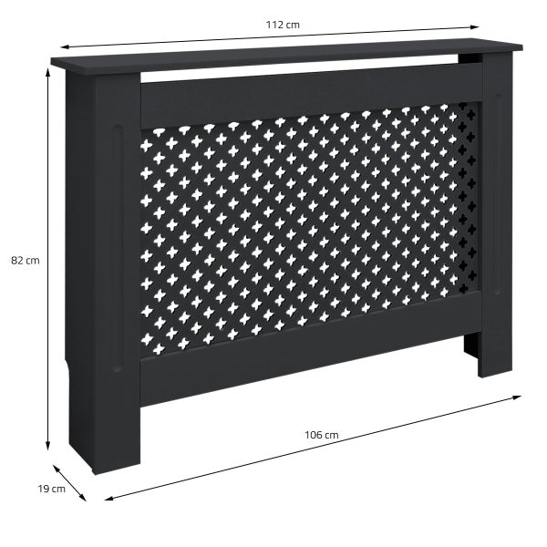 ECD Germany Heizkörperverkleidung mit Wabenmuster 112x19x82cm Anthrazit aus MDF lackiert Schlafzimmer Wohnzimmer Heizungsverkleidung Heizkörperabdeckung Heizungsabdeckung Heizung Heizkörper Abdeckung