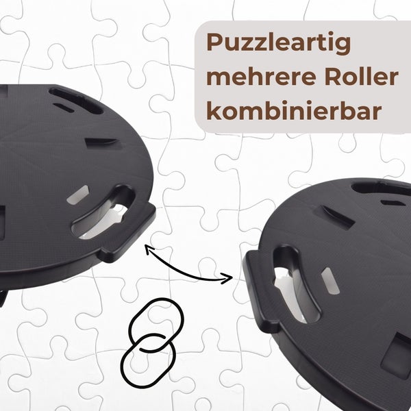Mehrere Möbelroller durch Puzzleteile kombinierbar