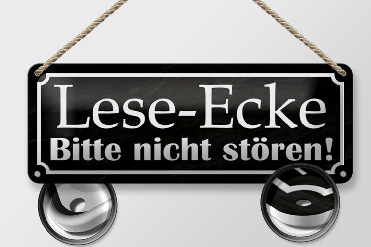 Blechschild Spruch 27x10cm Lese-Ecke bitte nicht stören Dekoration