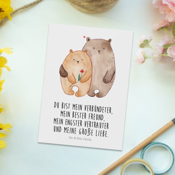 Mr. & Mrs. Panda Postkarte Bären Liebe - Weiß