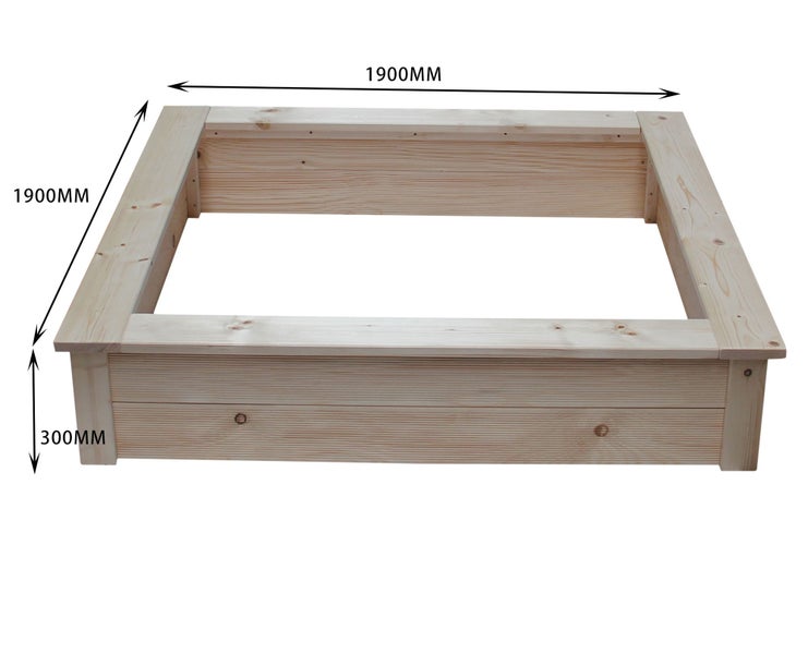 Sandkasten 190x190cm Kinder Clamaro Massivholz Tannenholz Natur Unbehandelt