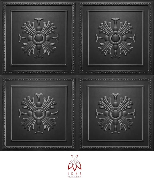 3D Wandpaneel 50x50 cm – PVC Kunststoff in realistischer 3D Optik – Wappen Klassiker Desing D50 Schwarz