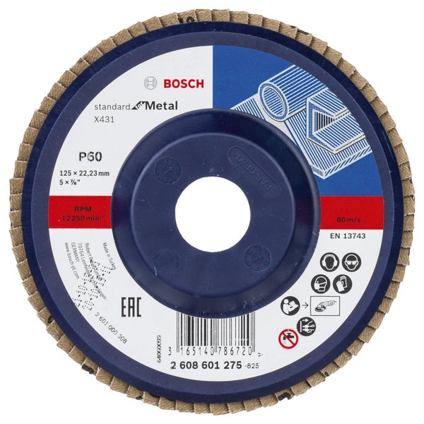 Bosch Fächerschleifscheibe X431 Standard for Metal gerade 125 mm 60 Kunststoff - 2608601275