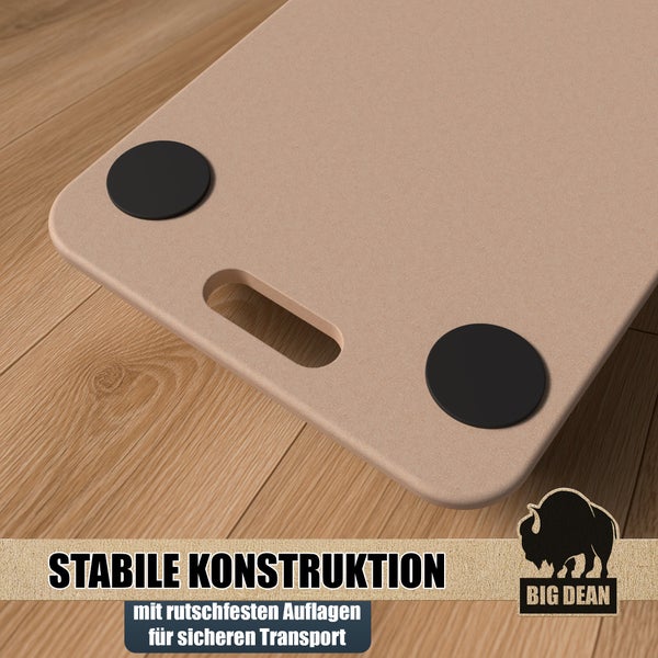 Möbelroller Platte aus Holzwerkstoff mit rutschfesten Auflagen und Tragegriff Big Dean Logo