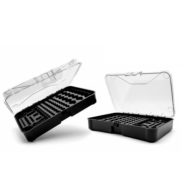 BigDean 2 Stück Batterie Aufbewahrungsbox aus Kunststoff für Batterien & Akkus– Batterie Organizer für einfaches & leichtes Aufbewahren – Batteriebox Made in Europe