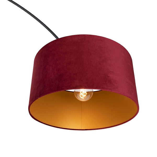 Hängelampe mit Textilschirm und Innenleben in goldener Optik