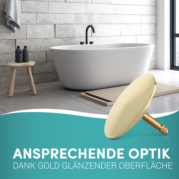 Engelbach® Badewannenstöpsel mit Universaler Passform - integrierte Doppel Dichtung - Gold