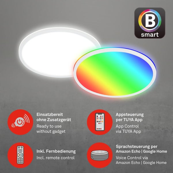 LED Deckenleuchte Smart RGB Bluetooth WiFi Timer Alexa weiß 22W Ø42cm Briloner