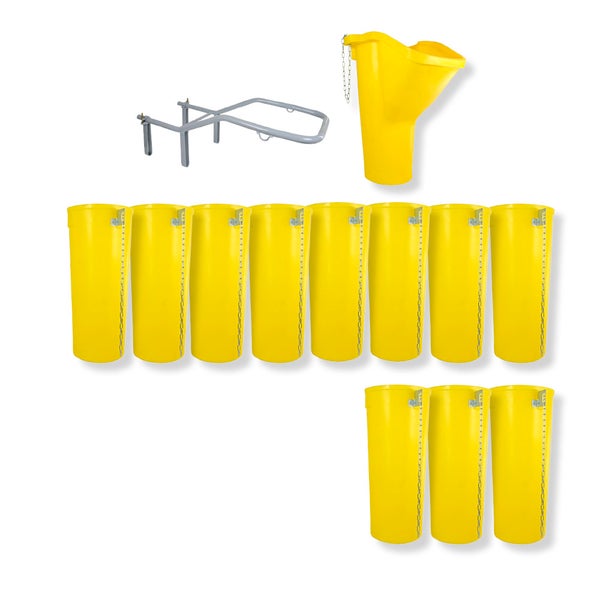 Bauschuttrutschen-Set SIRL XXL Profi | 13-teilig | 12,68m Länge | Einfülltrichter, Halterung & 11 Schuttrohre | Gelb