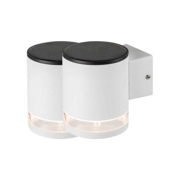 Zwei runde LED Solar Wandleuchten