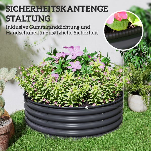 Outsunny Hochbeet aus Stahl, Pflanzbeet Frühbeet Gartenbeet stapelbar Blumenkasten steckbar Pflanzkasten 120x120x43cm Gemüsebeet für Garten Balkon Terrasse, Pflanzkübel für Blumen, Pflanzen