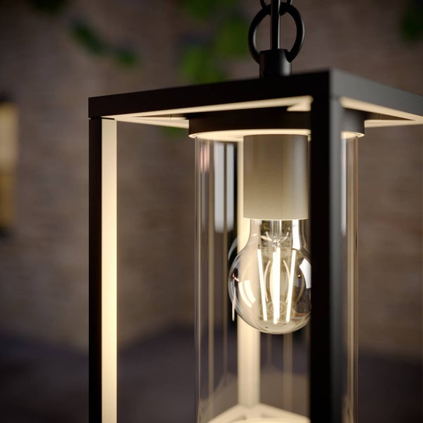 Lucande Außenleuchte Ferda (spritzwassergeschützt (Modern) in Schwarz aus Aluminium (1 flammig, E27) - Pendelleuchte außen