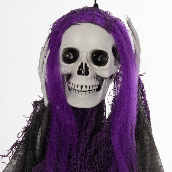 HOMCOM 3er-Set Halloween Dekoration 90/110/200cm Hängendes Skelett mit verstellbare Arme, Haustür Deko, Spukhaus-Requisite in Lebensgröße, für Hof Rasen, Garten, Party