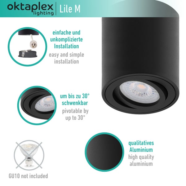 Oktaplex LILE M Schwarz Aufbaurahmen 3 Stück