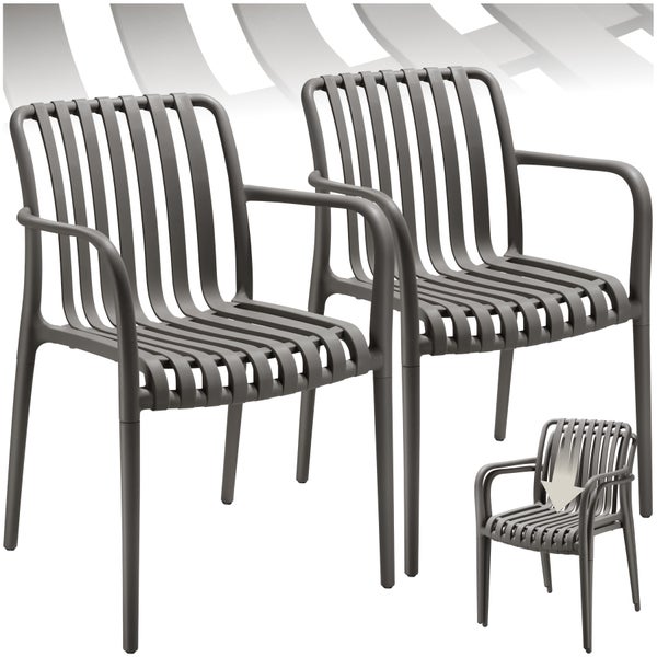 Gartenstühle tectake Alcudia 54,5 x 58 x 80,5 cm, Belastbarkeit 120 kg wetterfest und UV-beständig anthrazit