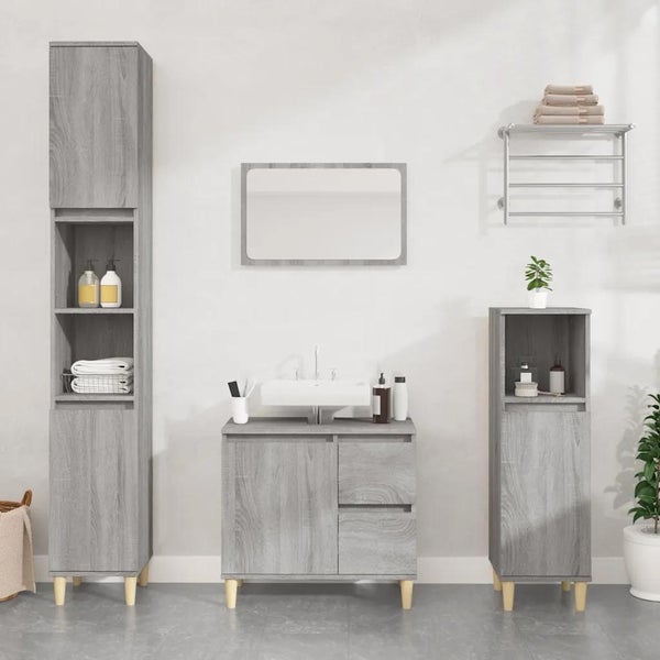 Badschrank Grau Sonoma 65x33x60 cm Holzwerkstoff