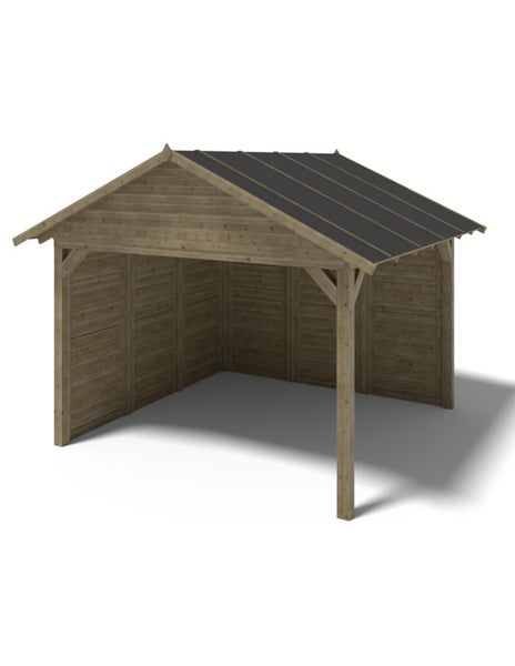 Holzunterstand mit Satteldach für Garten zur Lagerung von Brennholz oder Gartengeräten