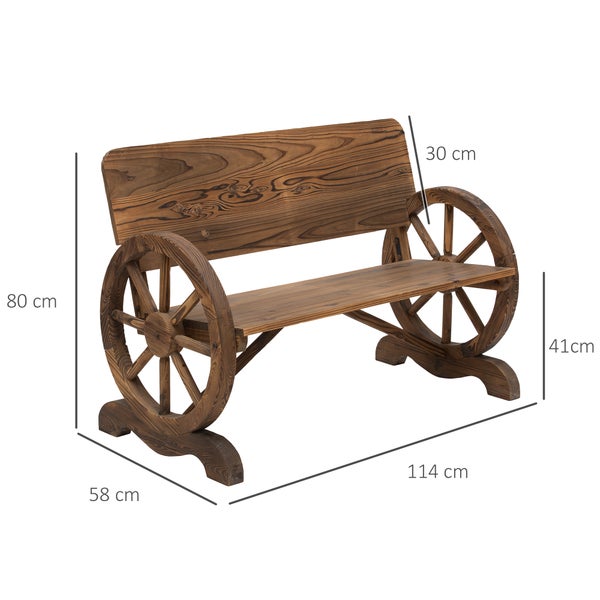 Holzbank im Wagenrad-Design für den Garten