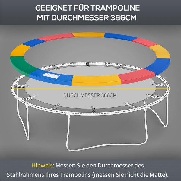 HOMCOM Trampolin Randabdeckung Sicherheitsnetz 8ft 10ft 12ft 15ft (Randabdeckung: Ø 366cm-Bunt)
