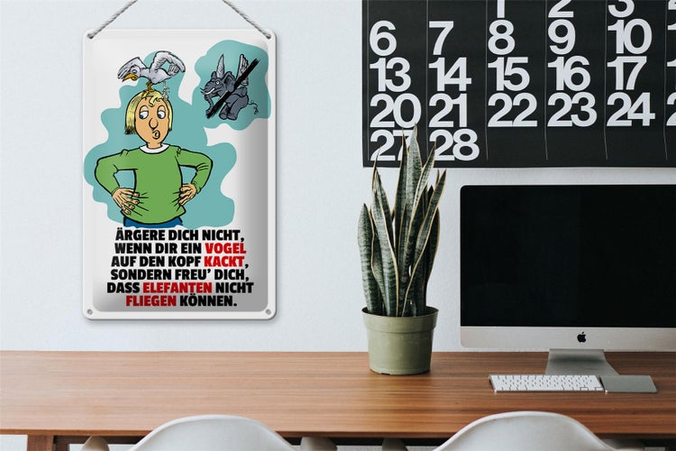 Blechschild Spruch 20x30cm Freu dich Elefanten nicht fliegen