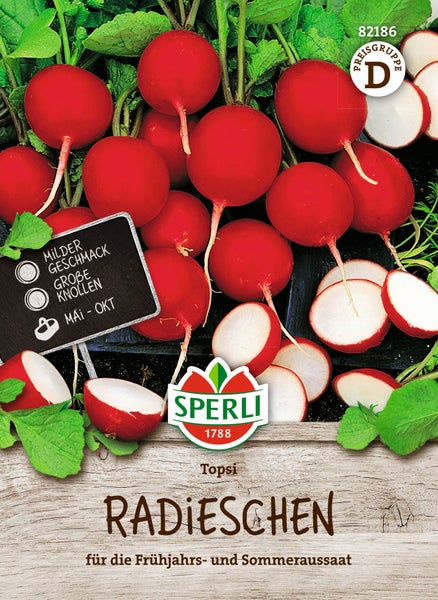 Samenpäckchen Radieschen Topi von Sperli für die Frühjahrs- und Sommeraussaat