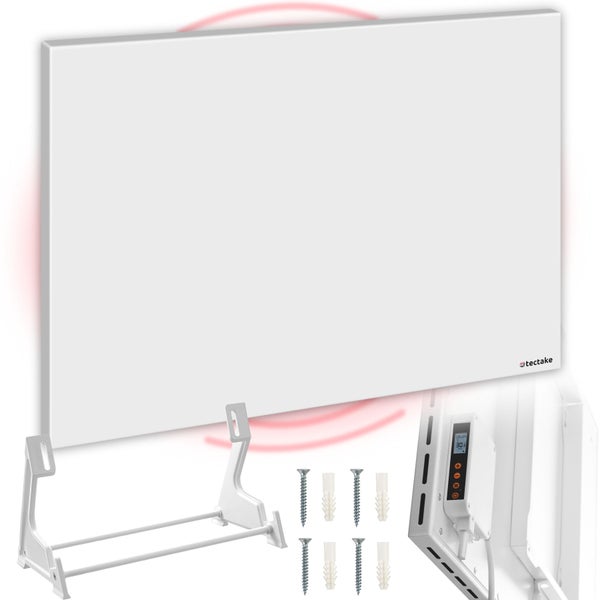 Infrarotheizung tectake  einfache Wand- oder Deckenmontage, inklusive Ständer rahmenlos mit Thermostat weiß