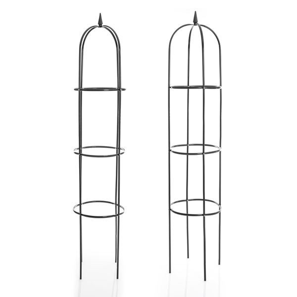 Zwei Pflanzstützen aus Metall für den Garten