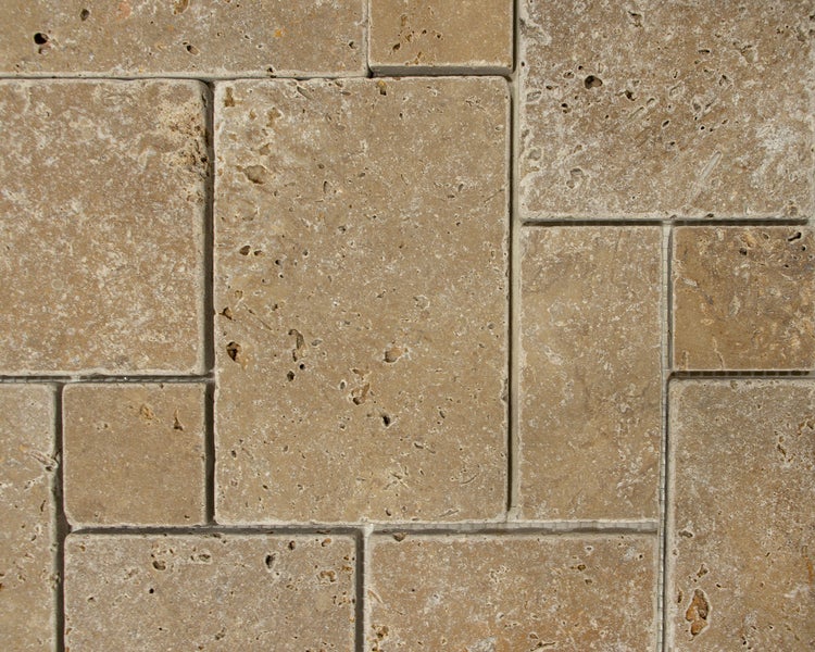 Wohnrausch Natursteinmosaik Travertin NOCE Mini Römischer Verband 35 x 35 cm, getrommelt, braun