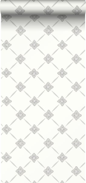 Borastapeter Tapete Fliesenmuster Grau und Beige - 53 cm x 10.05 m - 660043