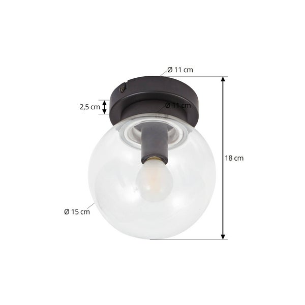 Deckenleuchte mit Glaskugel und Abmessungen