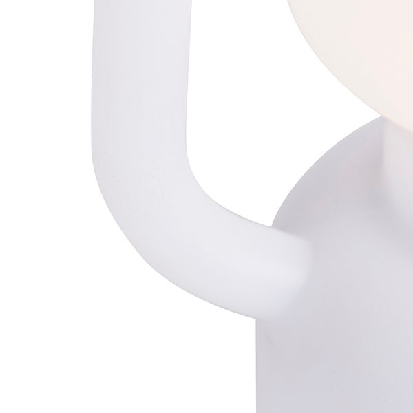 Nahaufnahme eines weißen mattierten Griffs einer modernen Leuchte.