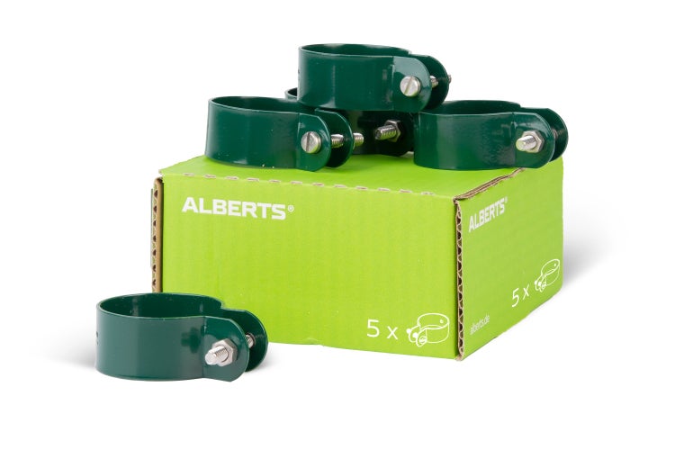 Set mit 5 Zaunbauschellen von Alberts inklusive Verpackung zur Zaunbefestigung