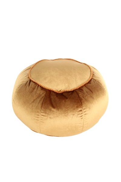 Pouf Hocker samtweich, orientalisches Design Braun Rund Ø 65 cm