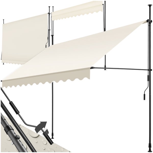 Klemmmarkise tectake  einfache Montage mit Handkurbel beige